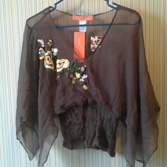 SOLD!!!  BY MISS ME SHEER EMBELLISHED TOP - S