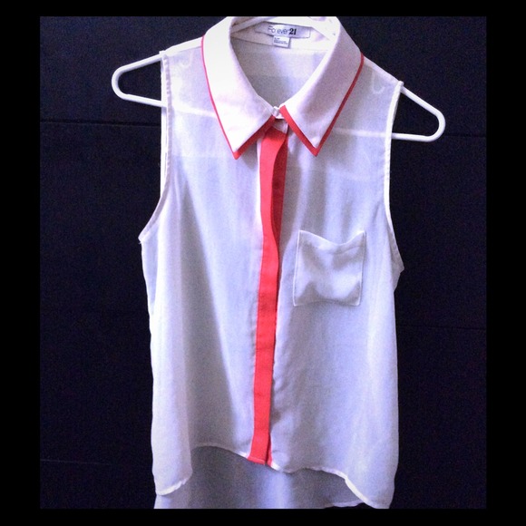 Forever21 sheer top with coral stripe - Picture 1 of 1