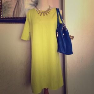 Yellow Green Shoulder Cutout dress