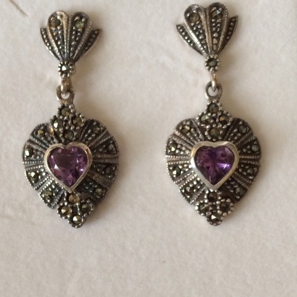 Marcasite and Amethyst Earrings