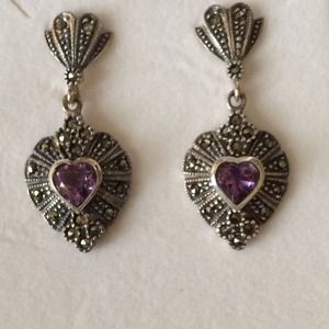 Marcasite and Amethyst Earrings