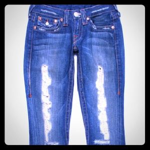 Distressed True Reigion jeans, size 24