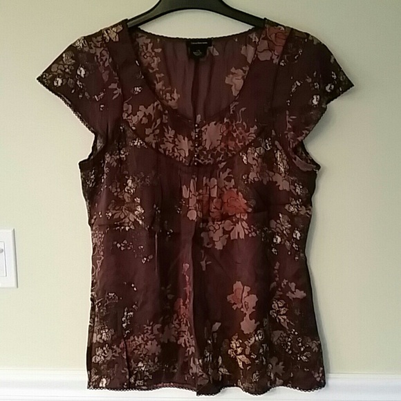 Chocolate brown floral blouse