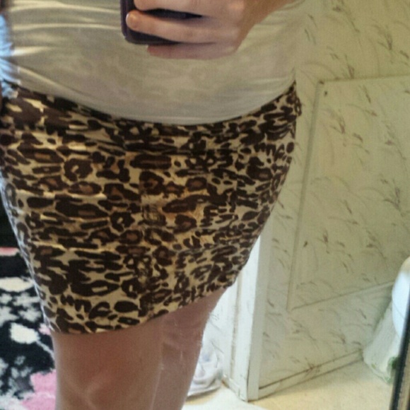 Leapord print stretch skirt