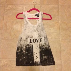 Love tank top with open back