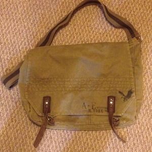 American Eagle green khaki messenger bag