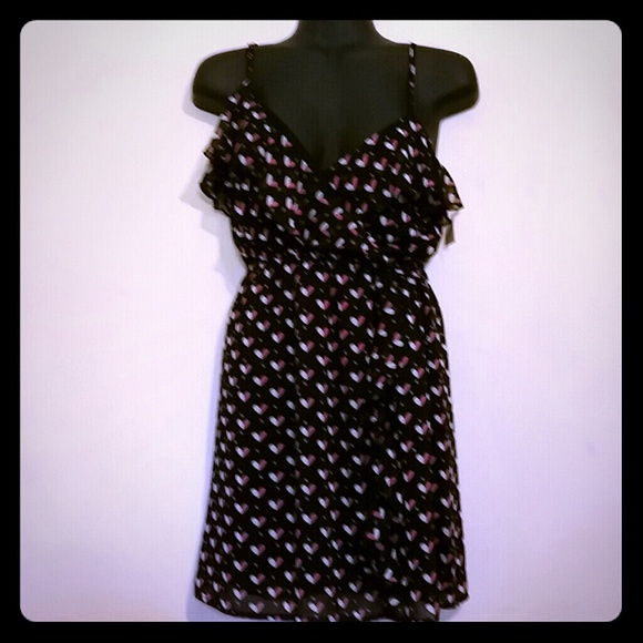🔴SOLD🔴Black Chiffon Dress W/Hearts
