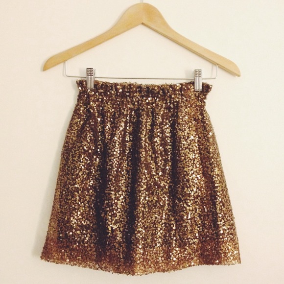 J. Crew Dresses & Skirts - J Crew gold sequined skirt