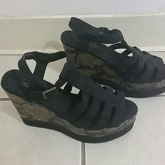 H & M Divided Snakeskin and Suede Wedges