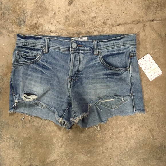 Free people shark bite Jean shorts new denim