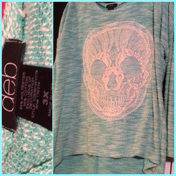 Pretty blue paste skull sweater