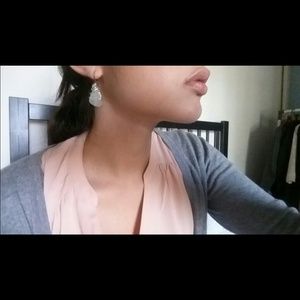 Clear wire wrapped sea glass earrings