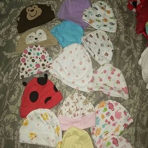 15 pc newborn  hats for a baby girl 0-6