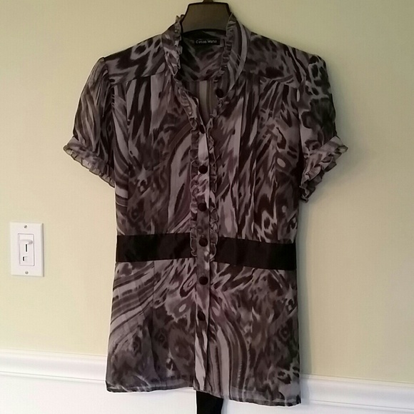 Black and grey animal print blouse