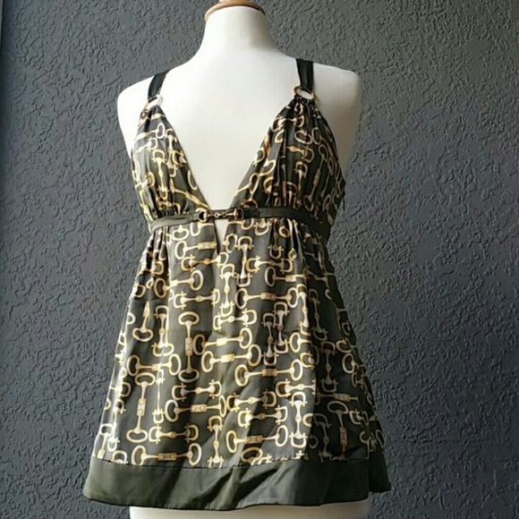 bebe Tops - Reversible 100% Silk chain Top