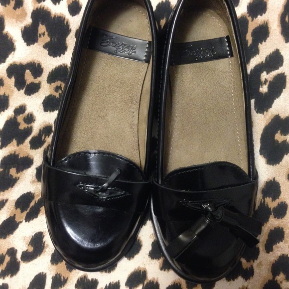 Zara kids black moccasin  with Fringes