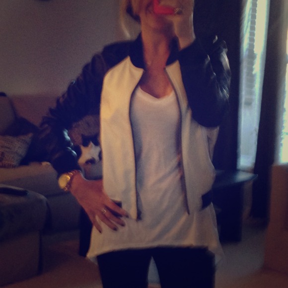 Tobi Faux Leather Colorblock Jacket