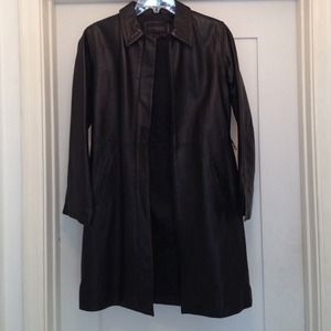 3/4 length leather trench coat