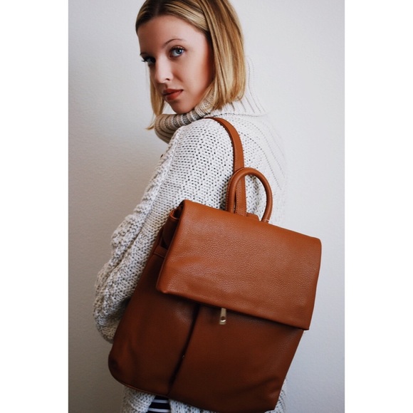 Taupe Vegan Leather Backpack