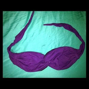 Strapless dark purple bikini top