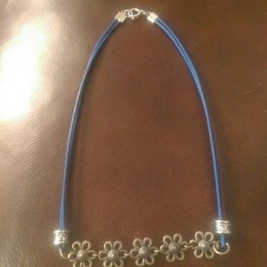 Blue necklace with flowers