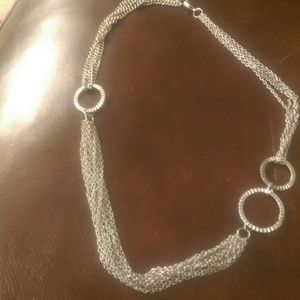 Silver muti chain necklace with circles