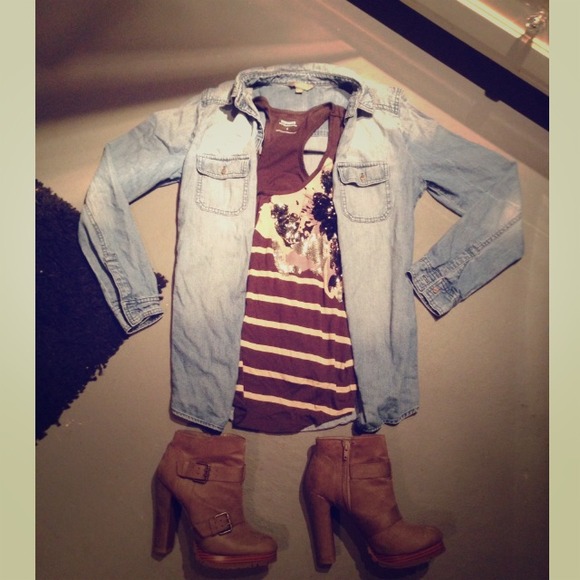 Express Sequin and Stripes Tank Top