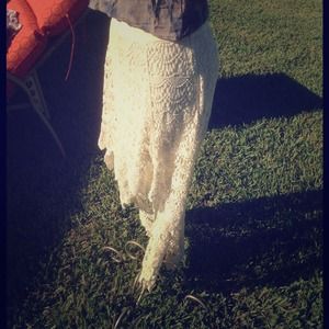 Urban Outfitters crocheted cream skirt
