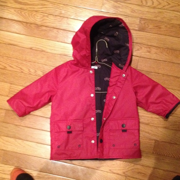Boys 6-12 mos lined raincoat so cute winter