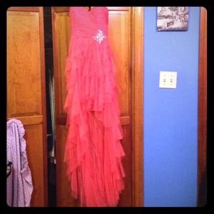 Coral High-Low Prom Dress