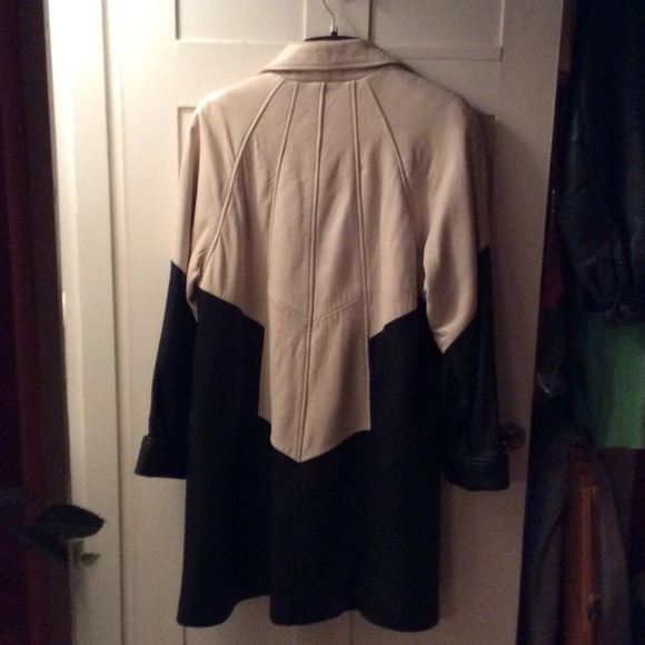 2 Tone 3/4 Leather Jacket Coat sz Sm-Med - Picture 4 of 4