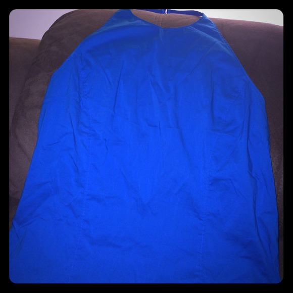 Open back bright blue halter