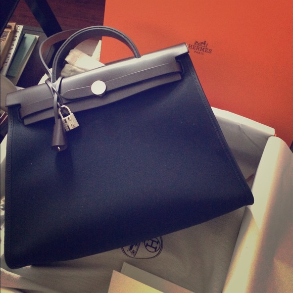 SOLD - 2014 Hermes Herbag in black canvas - Picture 1 of 4