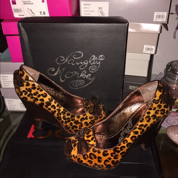 Naughty monkey nookie wedge heels 8.5 cheetah