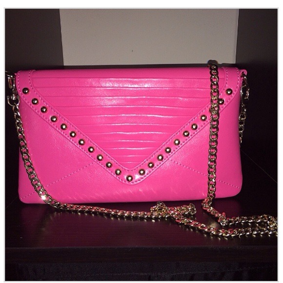 Hot Pink Leather Clutch - Picture 1 of 4