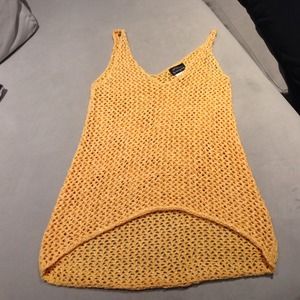 Torn by Ronny Kobo Orange Crochet Top