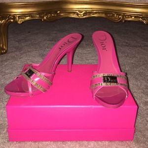 DIOR Authentic Fuchsia/Pink open toe heels. Size 8