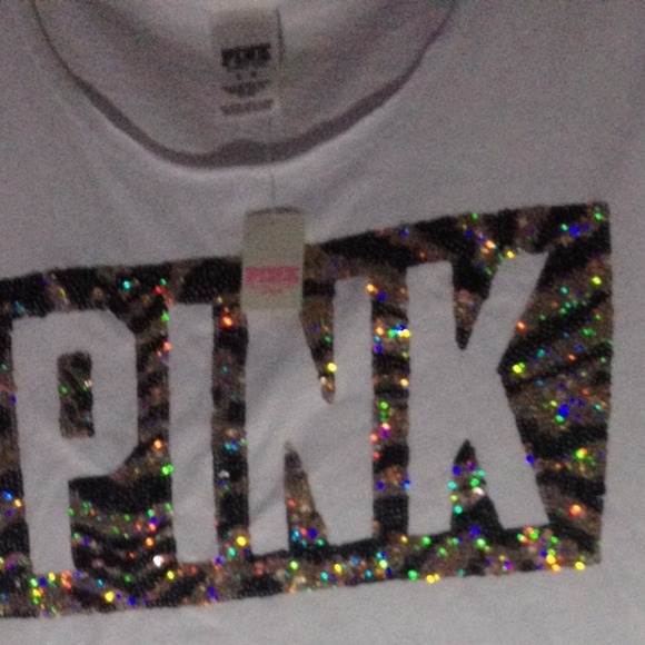 PINK Victoria's Secret Tops - ***vs***PINK*** zebra/tiger bling shirt