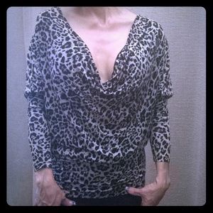 Leopard Batwing Backless Top