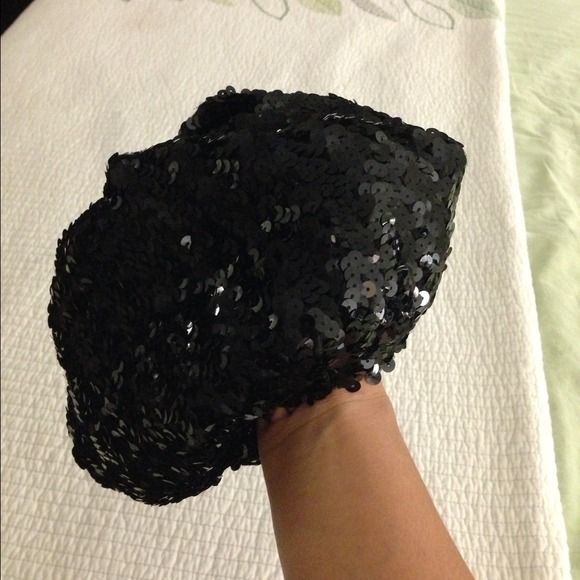 Black sequin beanie