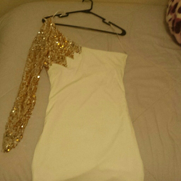 White w/gold dress