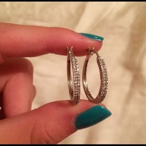 sterling silver hoops with diamonds