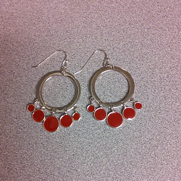 silver tone w/red earrings/free with any purchase