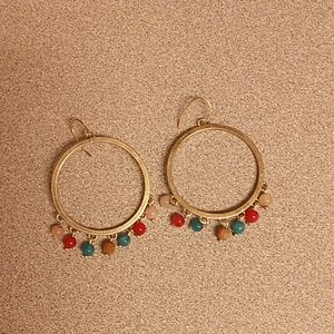 gold tone earrings w/ beads/free with any purchase