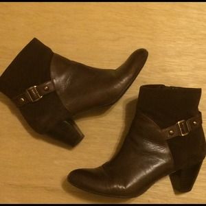 Chocolate Brown Leather and Suede Booties