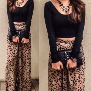 Brown/black palazzo pants