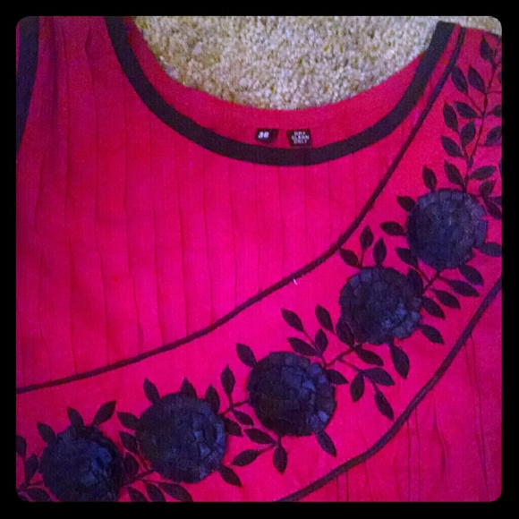 Indian designer red anarkali tunic top S/M