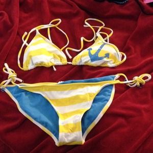 Yellow white n blue anchor bikini