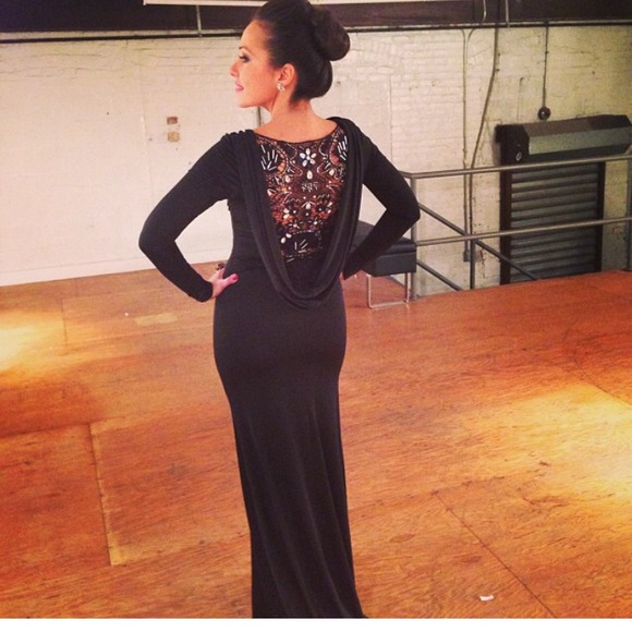 Black Lycra gown with a small tail/train - Picture 1 of 4