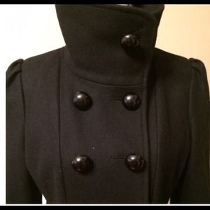 Black coat double button, beautiful fabric